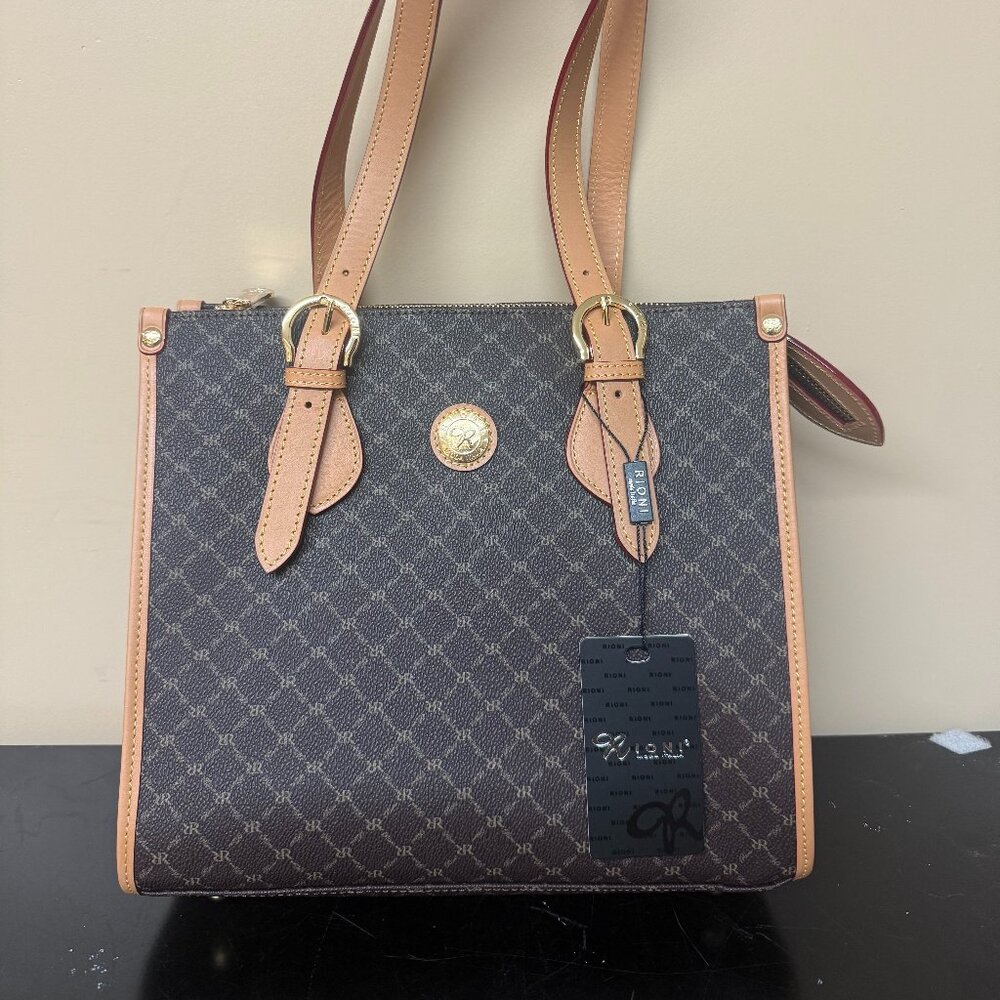 Rioni ST-20010 Canvas Leather Tote Shoulder Bag